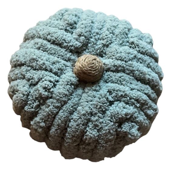 Chenille Pumpkin Halloween Fall Thanksgiving Decor Centerpiece Cozy Green Twine - Picture 4 of 7